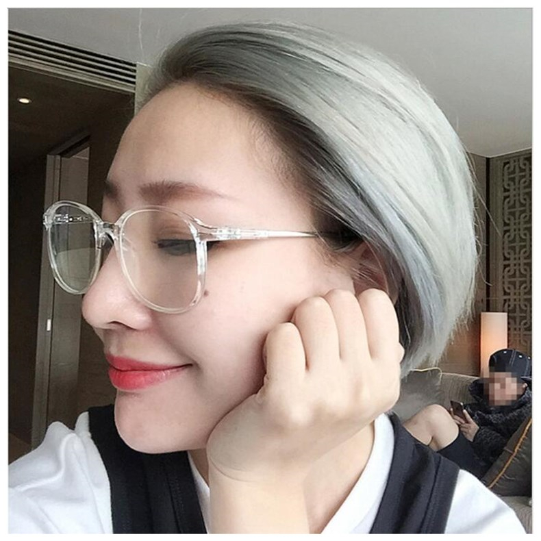 Hàn Quốc ulzzang Harajuku tròn retro cổ điển lớn hộp phẳng kính ánh sáng kim loại nam và nữ khung trong suốt - Kính khung kính gentle monster south side