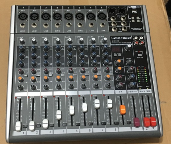 L-WORLDSOUND Lifeng MS812 8-way mixer with effecter USB connector
