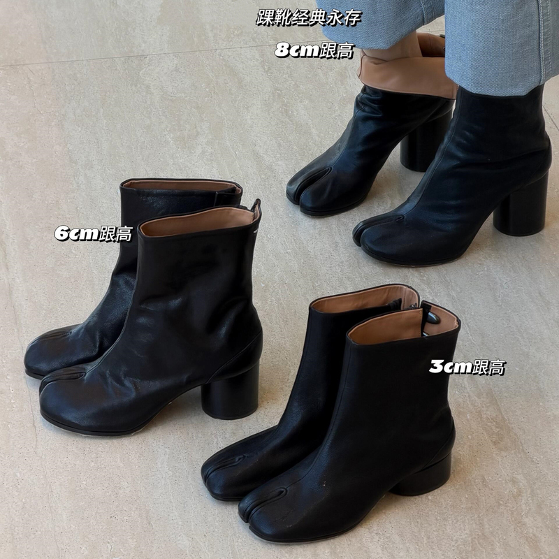 【Top Version with Chip】Tabi Split-Toe Boots for Women 2026 Black Sheepskin Mid-Calf Boots 3cm 6cm 8cm Heels 【Top Version with Chip】Tabi Split-Toe Boots for Women 2026 Black Sheepskin Mid-Calf Boots 3cm 6cm 8cm Heels