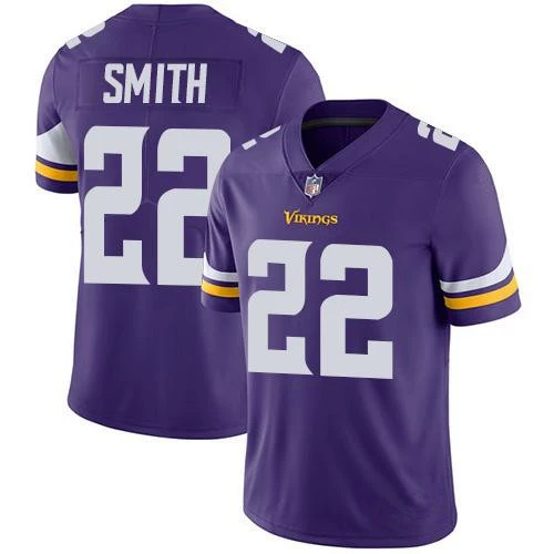 NFL rugby bóng phù hợp với Vikings Vikings 22 SMITH thế hệ thứ hai huyền thoại thêu jersey rugby bond