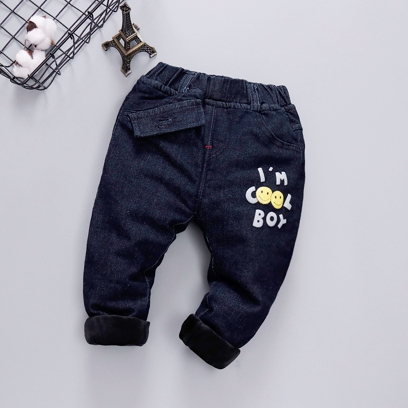 Trẻ em cộng với quần jean nhung 1-2-3 tuổi Quần áo trẻ em quần áo mùa đông quần bé dày ấm 4 bé trai mùa đông quần dài quần áo be trai sành điệu