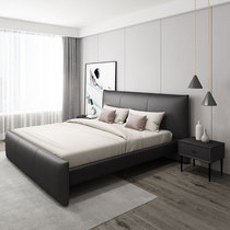 Italian minimalist Nordic leather bed High-end light luxury style Modern simple master bedroom small apartment double wedding bed 1 8 meters