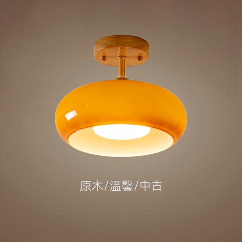 Vintage Wooden Ceiling Light in Cream Persimmon Color for Entryway, Hallway, Balcony, Cloakroom, or Bedroom Vintage Wooden Ceiling Light in Cream Persimmon Color for Entryway, Hallway, Balcony, Cloakroom, or Bedroom