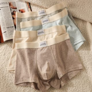New Men's Underwear, Pure Cotton, Autumn and Winter Men's Boxer Briefs, Simple, Skin-Friendly, Breathable, Trendy Men's Boxer Shorts