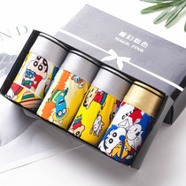 4 ice silk mens underwear incognito summer cotton crotch cartoon ultra-thin youth sports breathable mid-waist boxer shorts