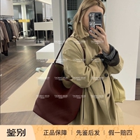 THE ROW bucket bag in stock, large tote bag with lychee pattern, British style single shoulder hand-held cowhide bag for women, new youth casual bag