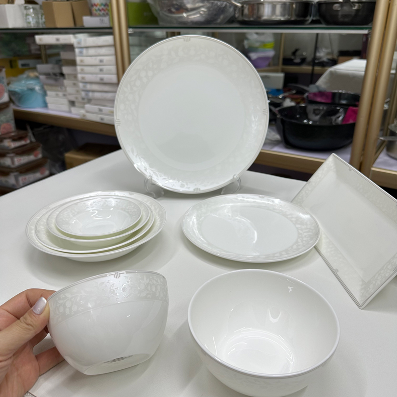 Korean Royal Grafton Silver Leaf Bone China Korean-Style Rice Bowl, Soup Bowl, Plate, Saucer, Round Plate, Deep Plate, Ceramic Bowl