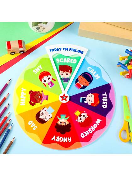 I'M Feeling: Early Childhood Learning English Weather and Weather Patterns Turntable Emotional Cognition Felt Play Teaching Aids