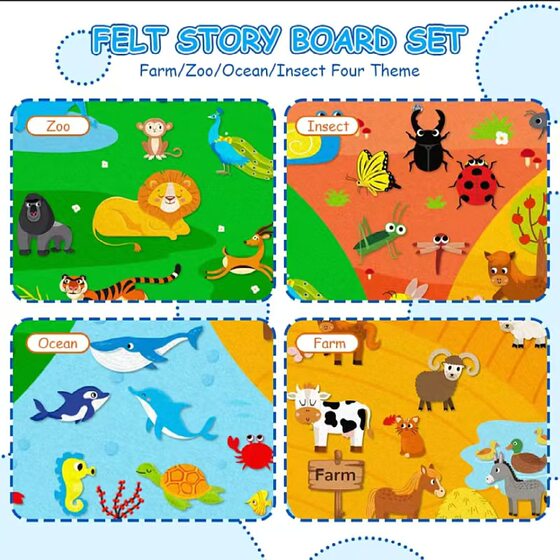 Amazon Cross-Border Educational Toys Felt Earth Animal Cognition Busy Board Wall Stickers Interactive and Playable Kindergarten Decoration