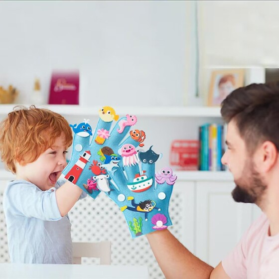 Animal Story Felt Doll Stickers Gloves Children's English Story Performance Props Baby Bedtime Story Finger Puppets