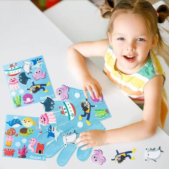 Animal Story Felt Doll Stickers Gloves Children's English Story Performance Props Baby Bedtime Story Finger Puppets