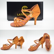 Cocoa era dance shoes LATINCOCO female adult Latin mid-heel high-heeled shoes professional thick-soled soft-soled shoes diamond models