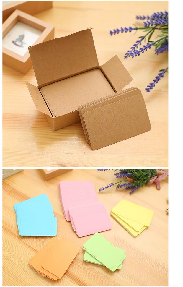Sáng tạo retro tròn đóng hộp cứng thẻ màu giấy kraft Tiếng Anh thẻ tin nhắn thẻ trống DIY graffiti - Giấy văn phòng các loại giấy in văn phòng