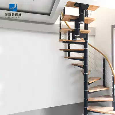 Rotating stairs Integral stair Steel Wood indoor attic duplex household ladder finished mid-column rotating Meister