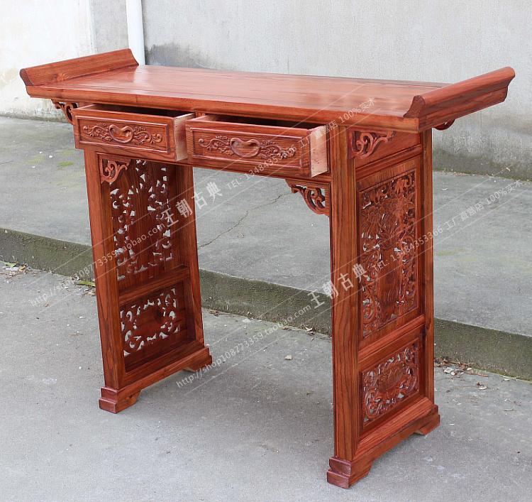 Vỏ gỗ nguyên khối cho bàn Ming và Qing cổ điển Trung Quốc đồ nội thất cổ Elm hai bình hoa chạm khắc bình gián - Bàn / Bàn bàn gỗ tự nhiên