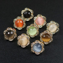 High-end pattern shirt buckle children translucent candy color glass chiffon shirt button clothes decoration buckle 11 5mm