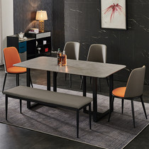 Light luxury modern simple bench bench Nordic restaurant dining chair stool imitation leather cushion long bench iron shoe stool