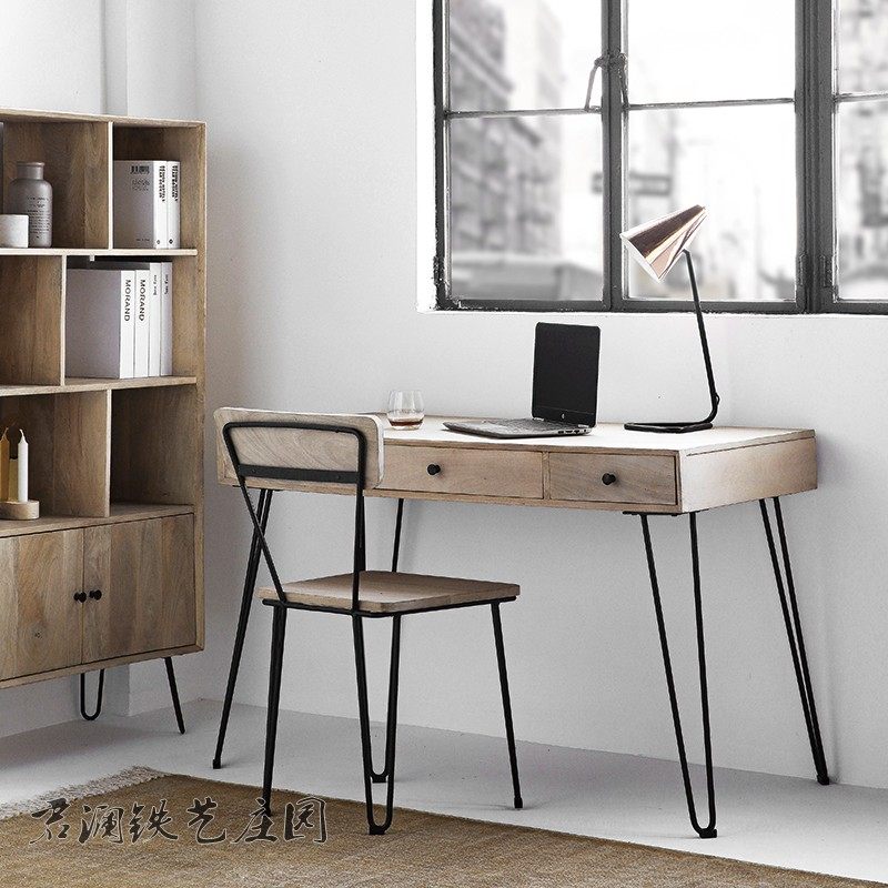 Custom Nordic minimalist computer desk study desk wrought iron desktop notebook desk American creative industrial desk