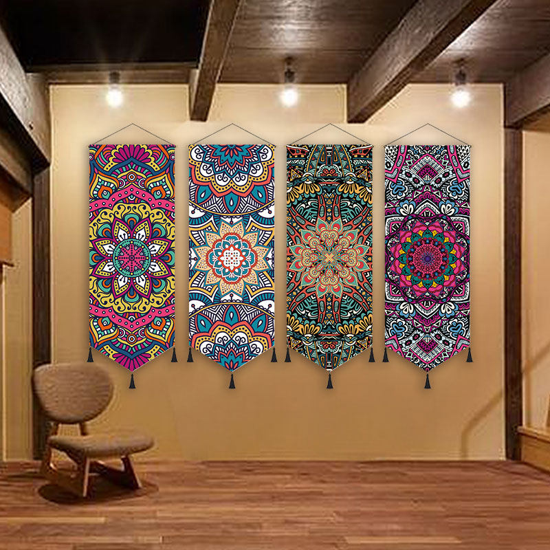 Chinese-style homestay wall cloth art painting ethnic style decorative cloth painter with living room wall painting hanging cloth painting hanging flag customization