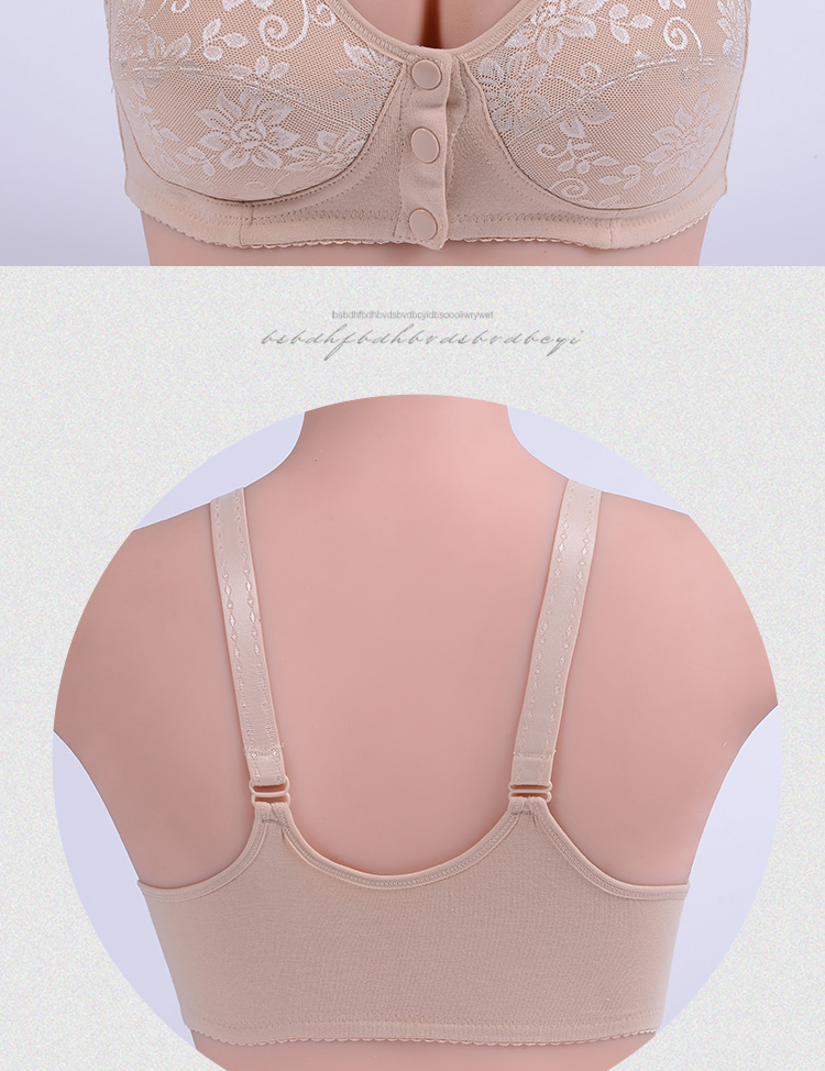 Áo ngực trung niên không có vành trước khóa cotton kiểu vest cỡ lớn thu thập quần áo vải mỏng mẹ đồ lót phụ nữ quần áo lót đẹp