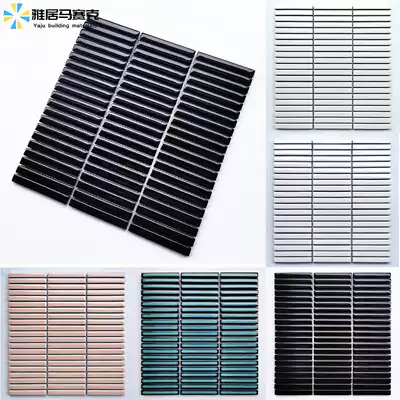 Slow strip mosaic bathroom balcony column curved finger wall brick black white gray green crystalline kiln ceramic tile