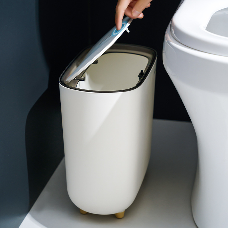 Narrow Gap Trash Can for Home Use, Pop-Top Trash Bin, Slim Trash Can for Bathroom, Kitchen, with Lid, for Living Room Use Narrow Gap Trash Can for Home Use, Pop-Top Trash Bin, Slim Trash Can for Bathroom, Kitchen, with Lid, for Living Room Use
