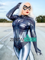 Real pat printing and dyeing elastic Leica black cat co-born Symbiote Black Cat hero conjoined corset