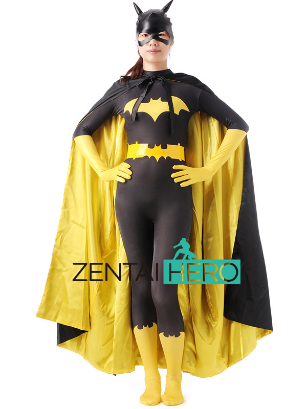 Real shooting female Batman tights Batman jumpsuit with cloak Halloween costume