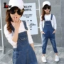 Quần yếm denim cho bé gái 12-15 tuổi 8 Phiên bản thời trang Hàn Quốc, thời trang tiểu học, trẻ em, trẻ lớn, mùa thu váy trẻ em 10 tuổi