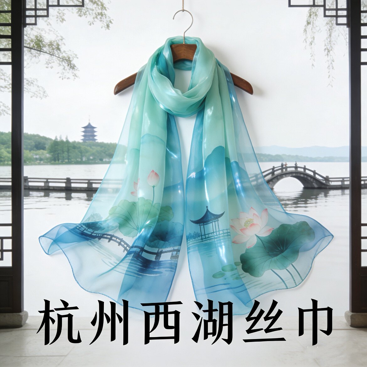 西湖丝绸丝巾