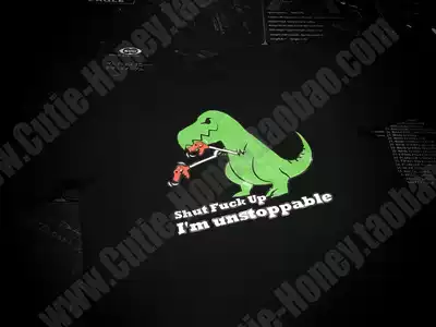 Original new Black orange label spoof small dinosaur T-shirt short sleeve European and American niche printing large size couple two colors