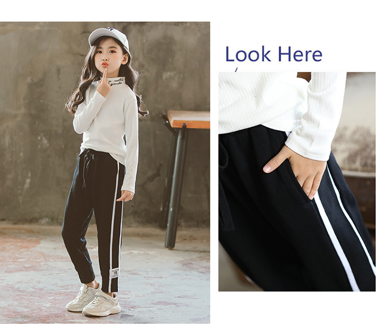 Mùa thu 2018 phiên bản mới của Hàn Quốc cho bé gái mặc quần bé gái bằng vải cotton thoáng khí hoang dã trong quần thể thao lớn cho bé quan ao tre em