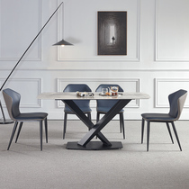 Ideolar minimalist bright light rock plate table modern minimalist light extravagant household small family type rectangular dining table and chairs combination