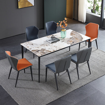 Extremely Minimalist Lavish Rockboard Dining Table And Chairs Combine Home Small Household Type Nordic Minimalist Modern Marble Rectangular Dining Table