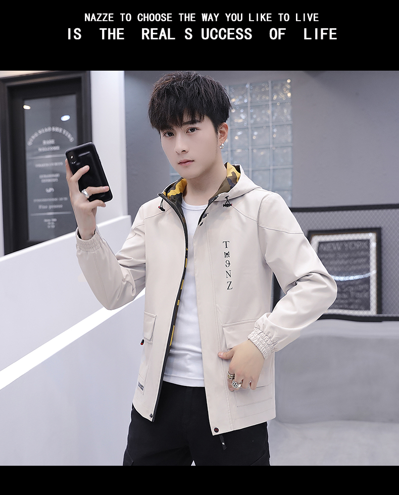 Áo khoác nam 2019 xuân mới phiên bản Hàn Quốc xu hướng đẹp trai áo công cụ giản dị nam A112-jk068-P70 - Mùa xuân áo voan kiểu tuổi trung niên