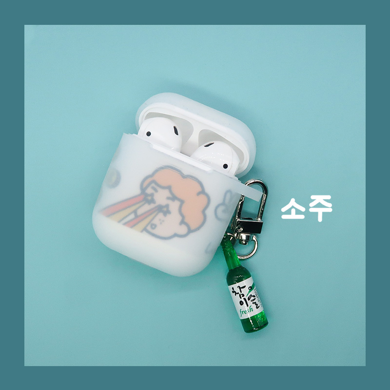 Korea Wine - burning Wireless Key-buckling Apple New Airpods2 Protection Set Wireless Bluetooth Headset Silicone Set Pending