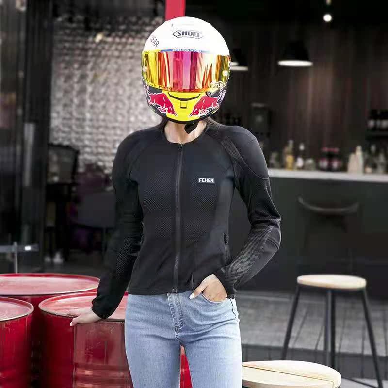 FEHER Women's Body Shatter Anti-Fall Mesh Riding Suit Breathable Summer Locomotive Moron Rider Equipment Manufacturer Direct