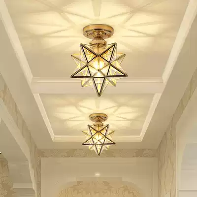 All copper American five-pointed star corridor walkway light Nordic downlight porch light Bedroom balcony creative ceiling light