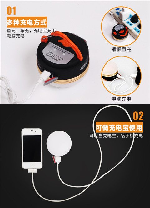 Beishan Wolf Lều Ánh sáng Trại ngoài trời Đèn tiết kiệm năng lượng LED Cắm trại Ánh sáng USB Sạc lều Ánh sáng Cắm trại Ánh sáng đèn led pin sạc