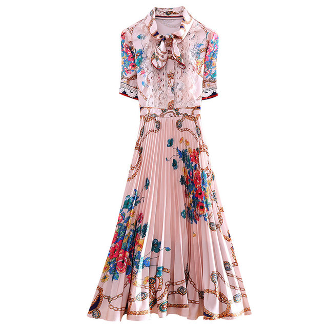 Meilun ແມ່ຍິງ Temperament Dress 2024 ພາກຮຽນ spring ແລະດູໃບໄມ້ລົ່ນ Elegant Fairy ພິມ Pleated Skirt ຮູບແບບ Goddess Slim ຍາວ skirt