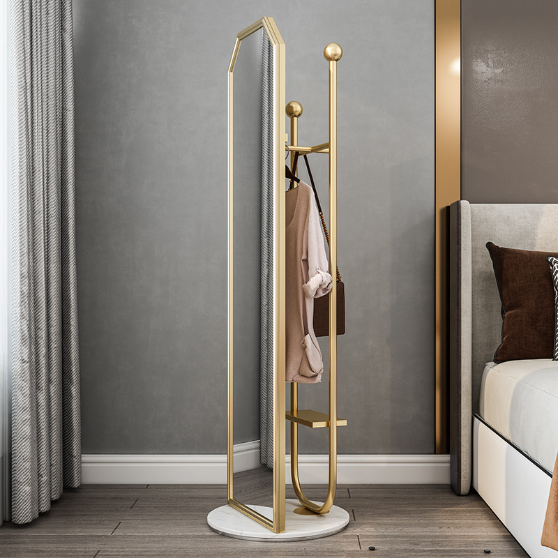 Nordic Floor Rotating Full Body Mirror Home Brief Full Body Mirror Containing Hanging Hanger Multifunction Solid Full Body Mirror