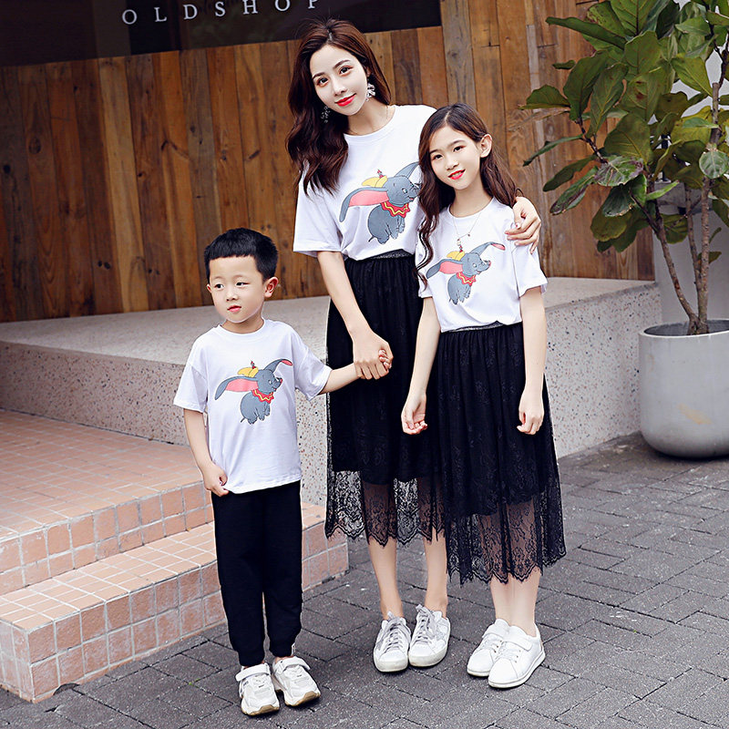 Dumbo T-shirt A family of three and four parent-child clothing 2020 summer clothing net red Ocean school mother and son mother and daughter dress short-sleeved tide