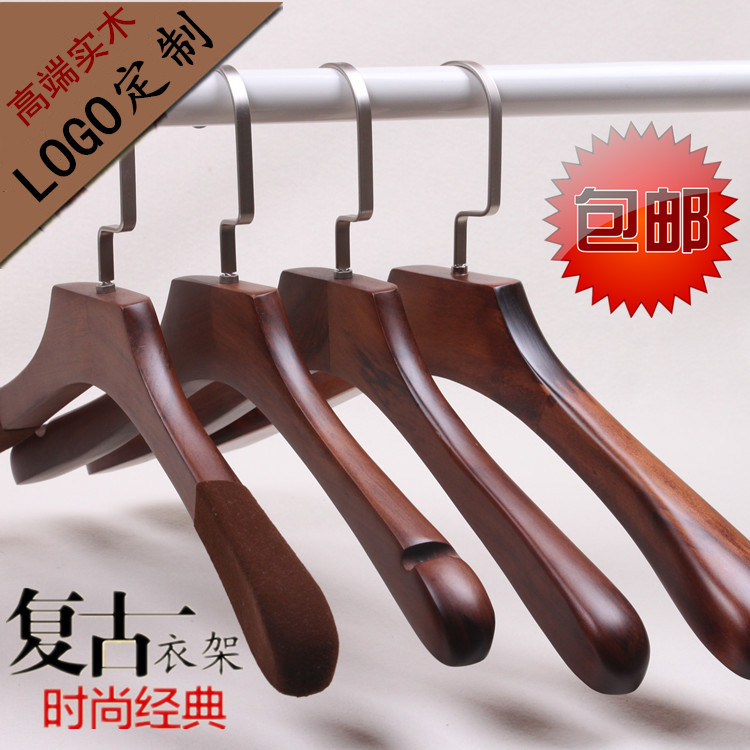 Solid wood hanger custom LOGO home suit coat support clothing store hotel special non-slip wood clothes hanger