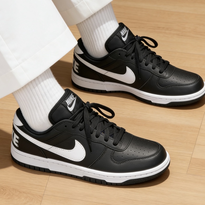 Nike Biglow Comfortable and Versatile Casual Classic Wear-Resistant Sneakers for Men Black and White 355152-016