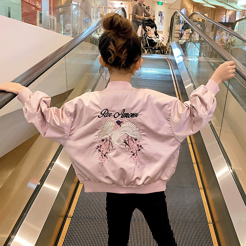 Girls baseball uniform jacket 2020 spring and autumn new Korean version embroidered children's fashion all-match casual long-sleeved top