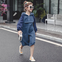 Parent-child dress girl cotton plus velvet padded dress 2019 Winter new casual loose fashion hooded sweater skirt