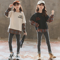 Parent-child Korean version of girls clothing 2020 new autumn clothing foreign air childrens parquet of plaid casual printed acropolis