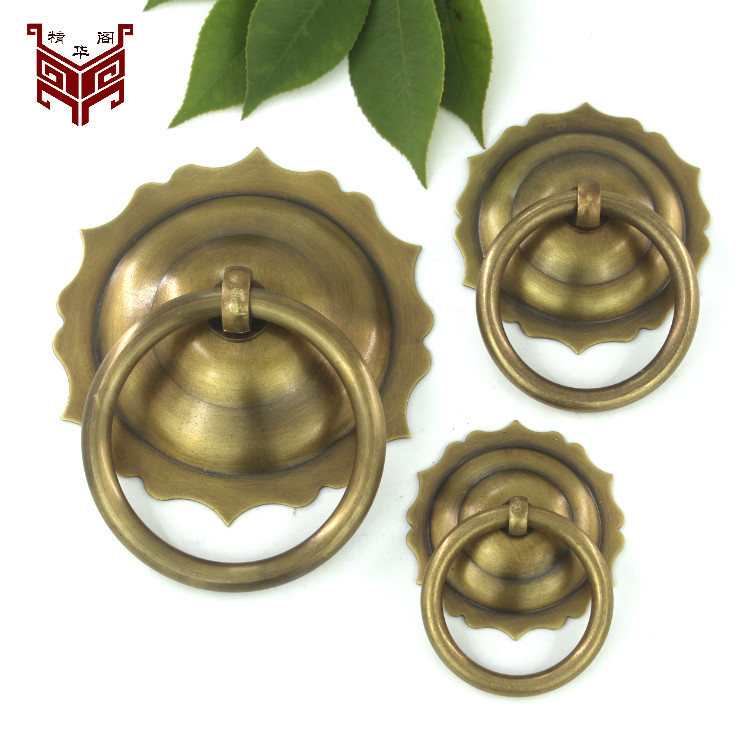 Bronze pull ring Chinese imitation ancient retro gate pure copper handle window sash door pull ring copper ring handle decorative door ring handle