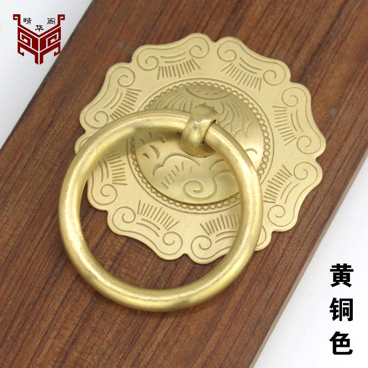 仿古木门铜拉环黄铜门环仿古窗扇花格门把手房门门环圆环雕花门钹-阿里巴巴