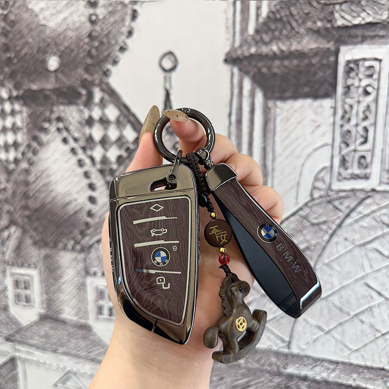 Чехол для автоключа BMW KVS Blade Wood Grain с металлической фурнитурой